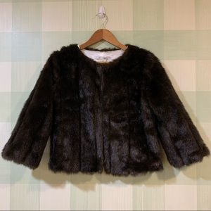 Brown Faux Fur Cropped Coat ✨